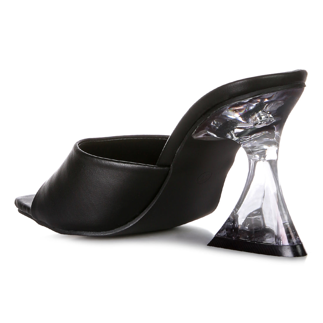 Black Clear Spool Heeled Sandal