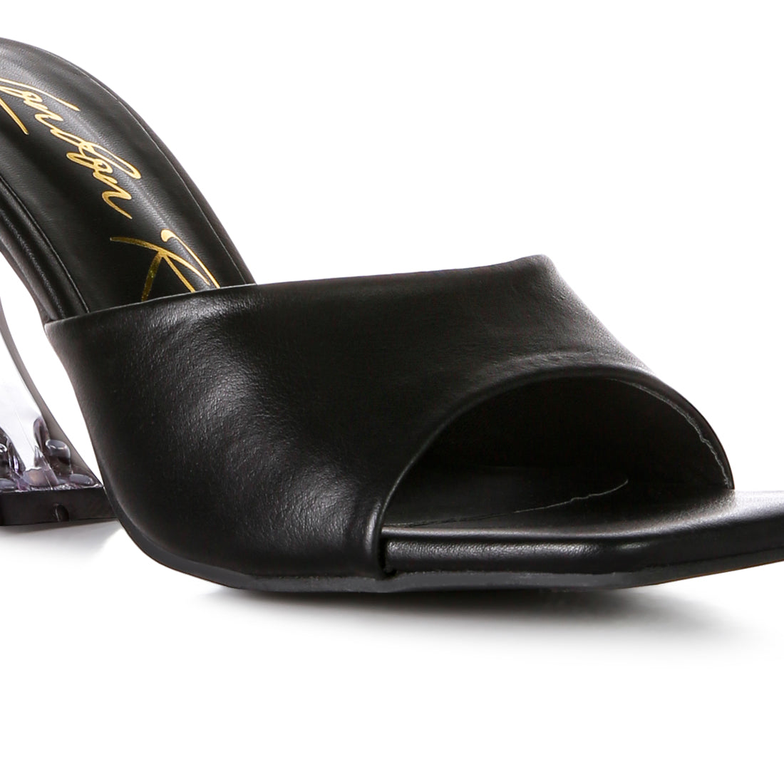 Black Clear Spool Heeled Sandal