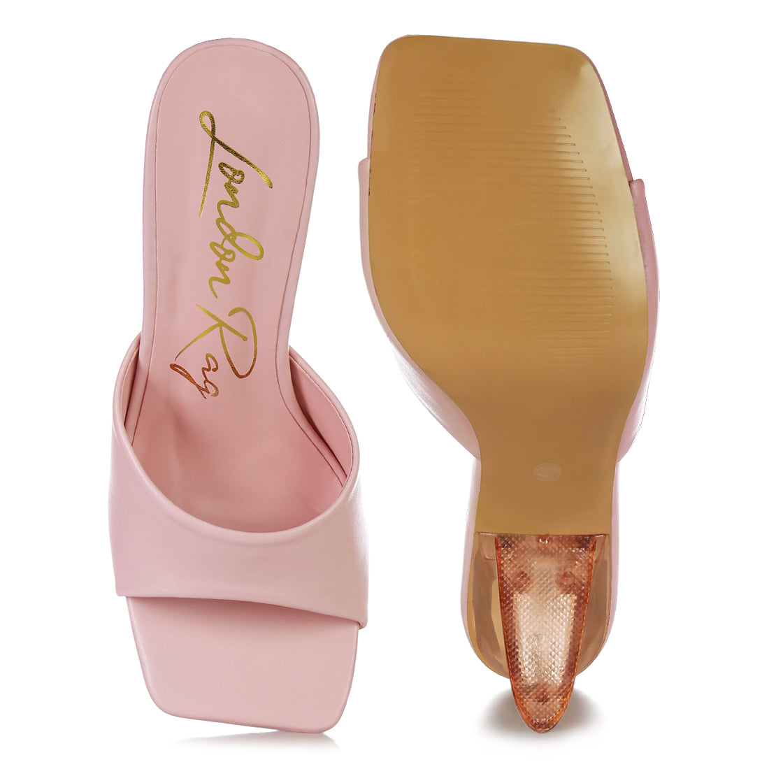 Pink Clear Spool Heeled Sandal