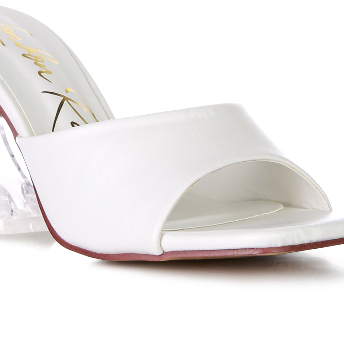 White Clear Spool Heeled Sandal