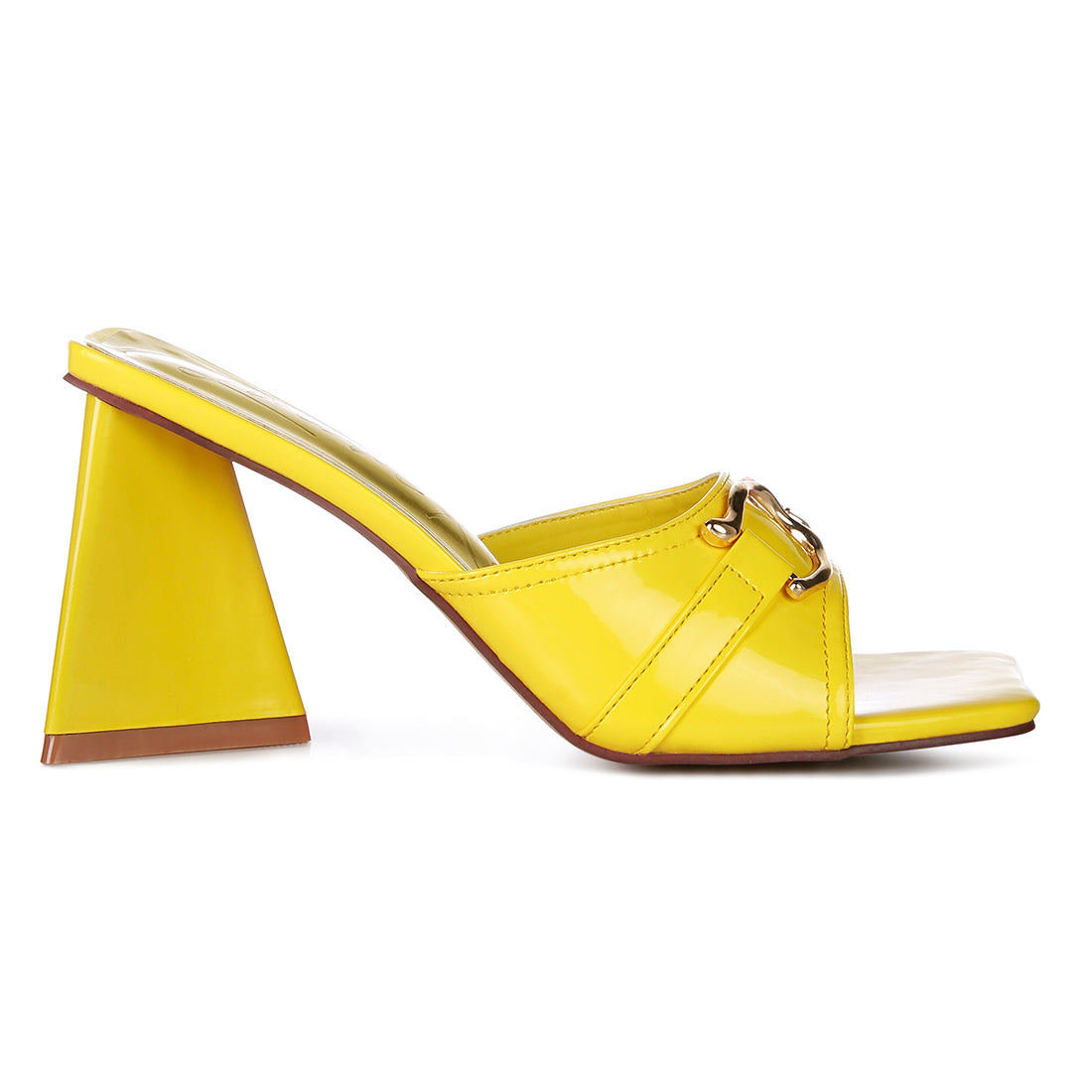 Yellow Metal Buckle Detail Slider Sandals