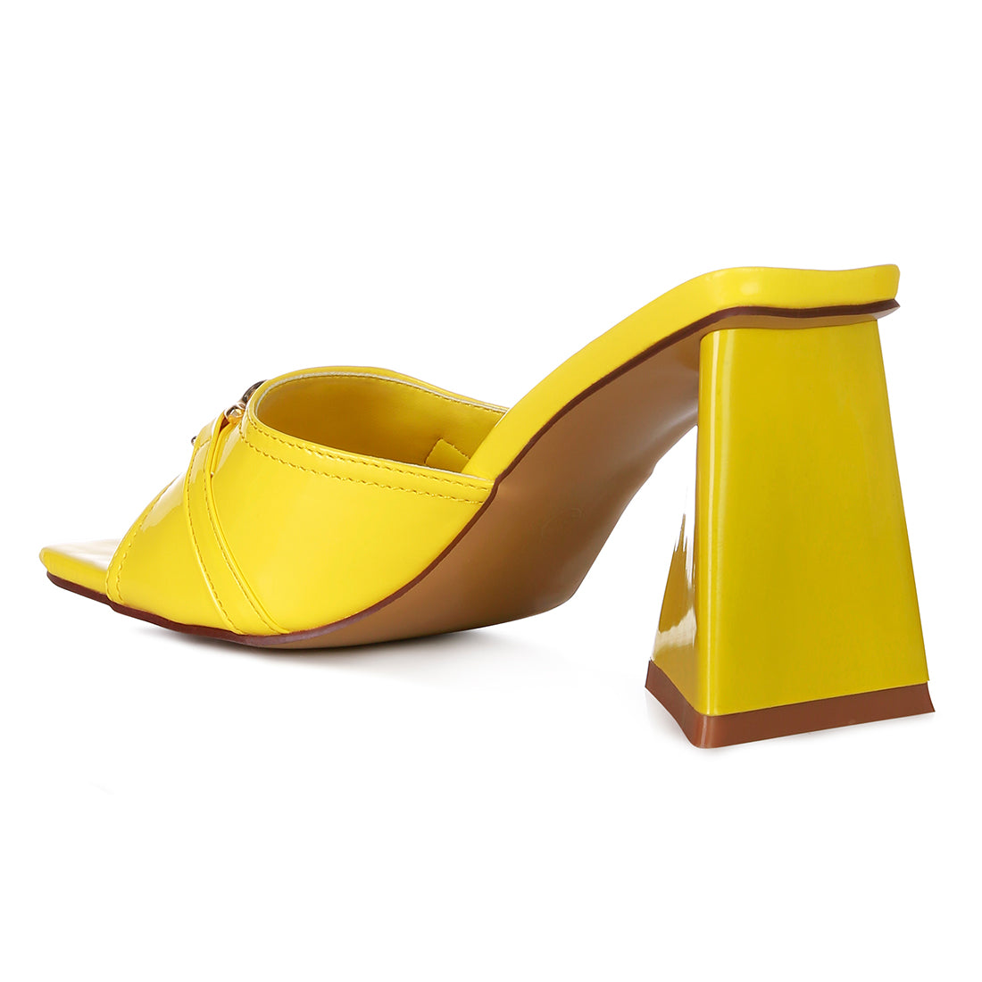 Yellow Metal Buckle Detail Slider Sandals
