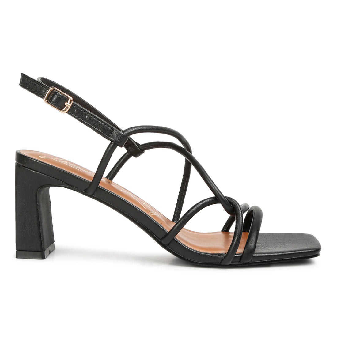 knotted straps block heeled sandals#color_black