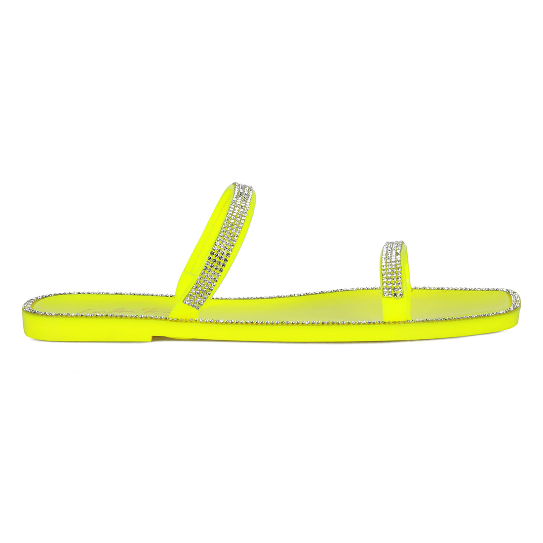 Yellow Diamante Detail Jelly Flat