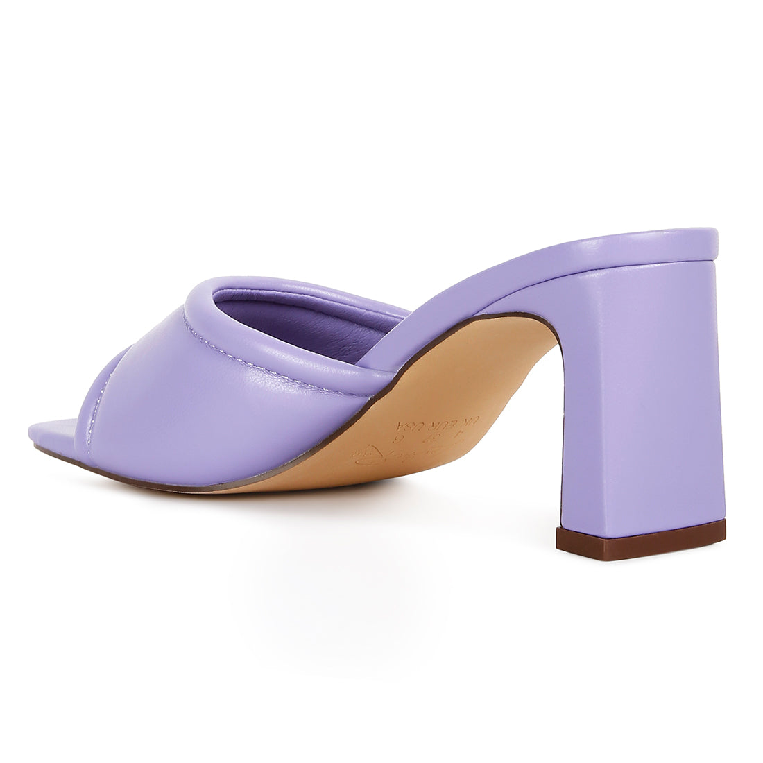 Lilac Quilted Block Heeled Sandals