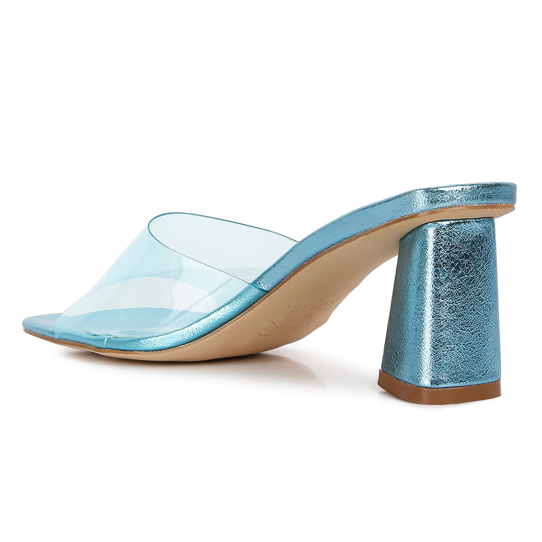 clear straps block heeled sandals#color_blue