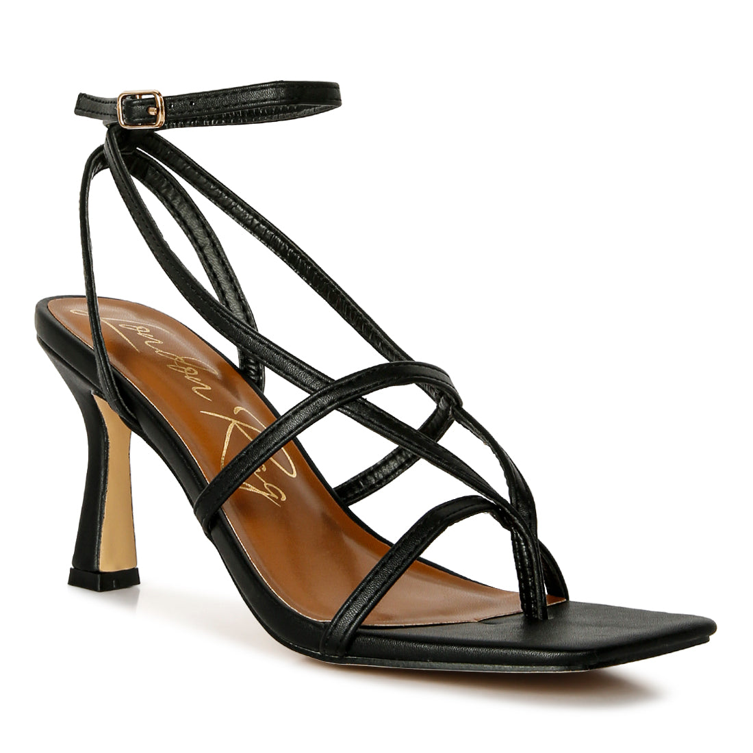 strappy ankle strap sandals#color_black