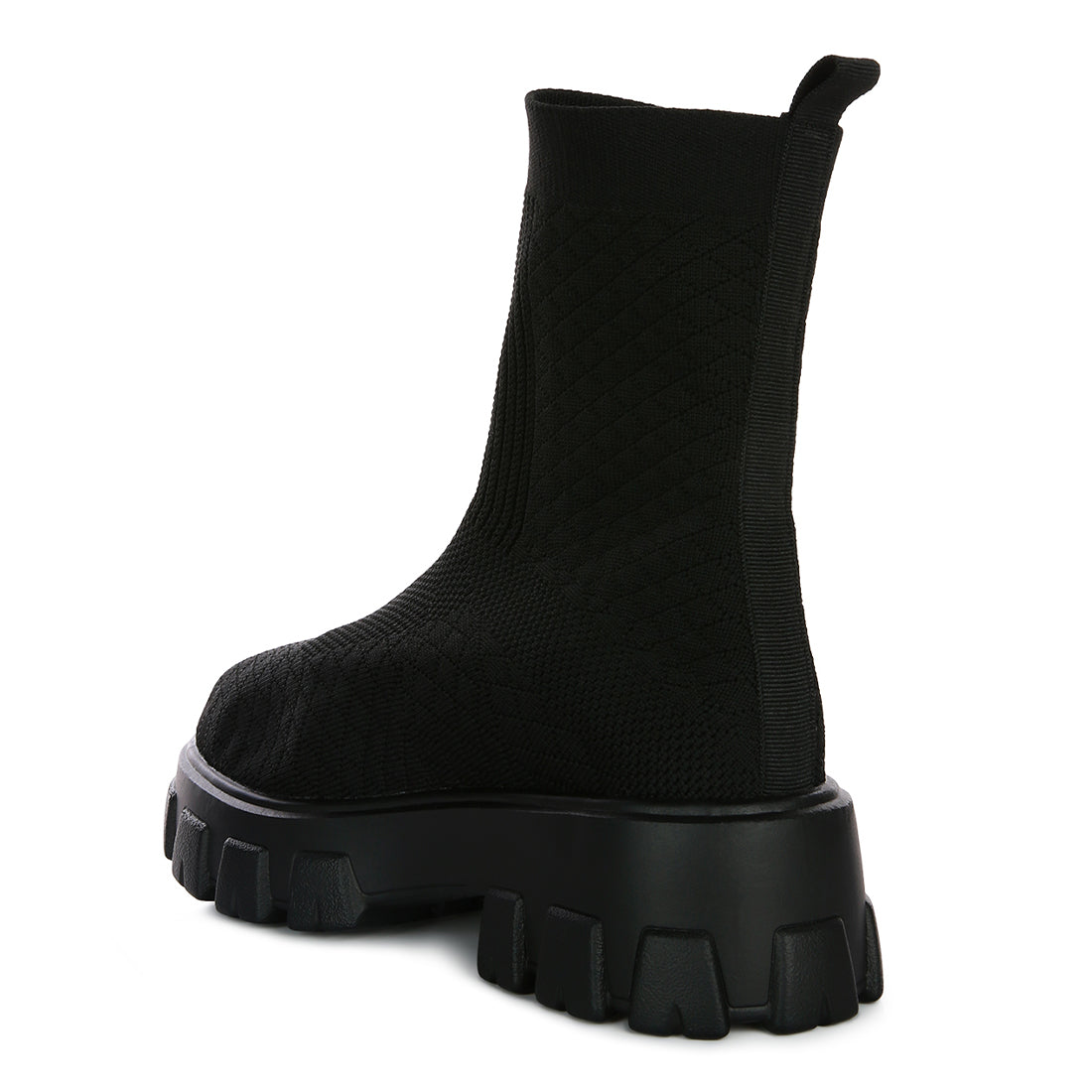 stretch knit ankle boots#color_black