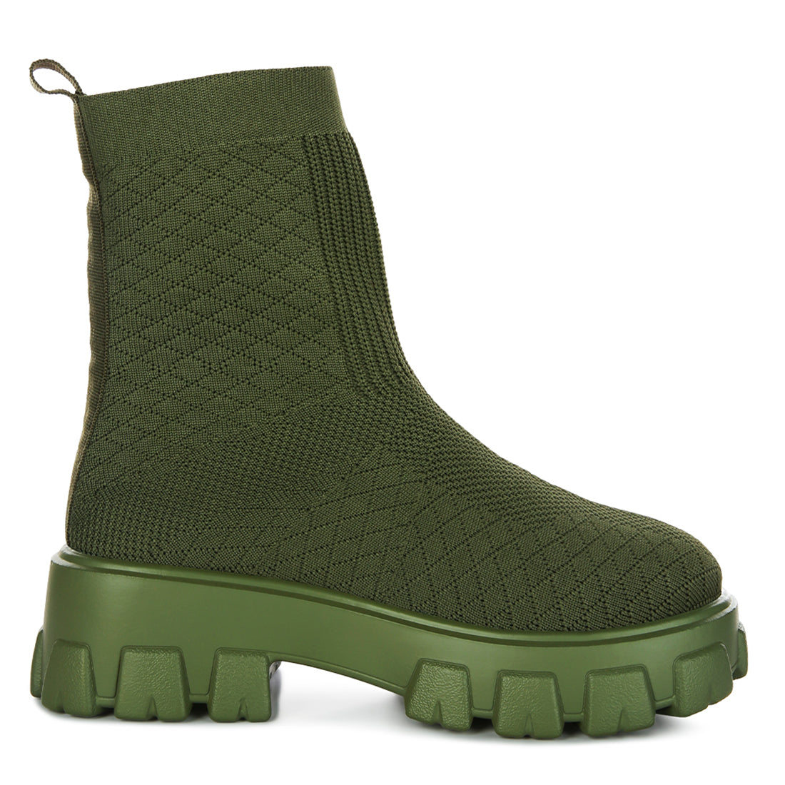 stretch knit ankle boots#color_olive
