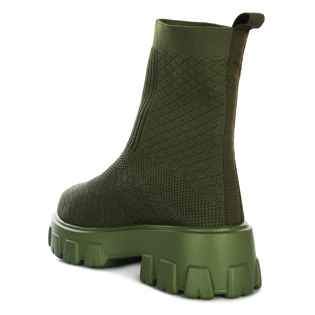 stretch knit ankle boots#color_olive