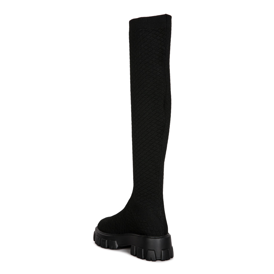 stretch knit knee high boots#color_black