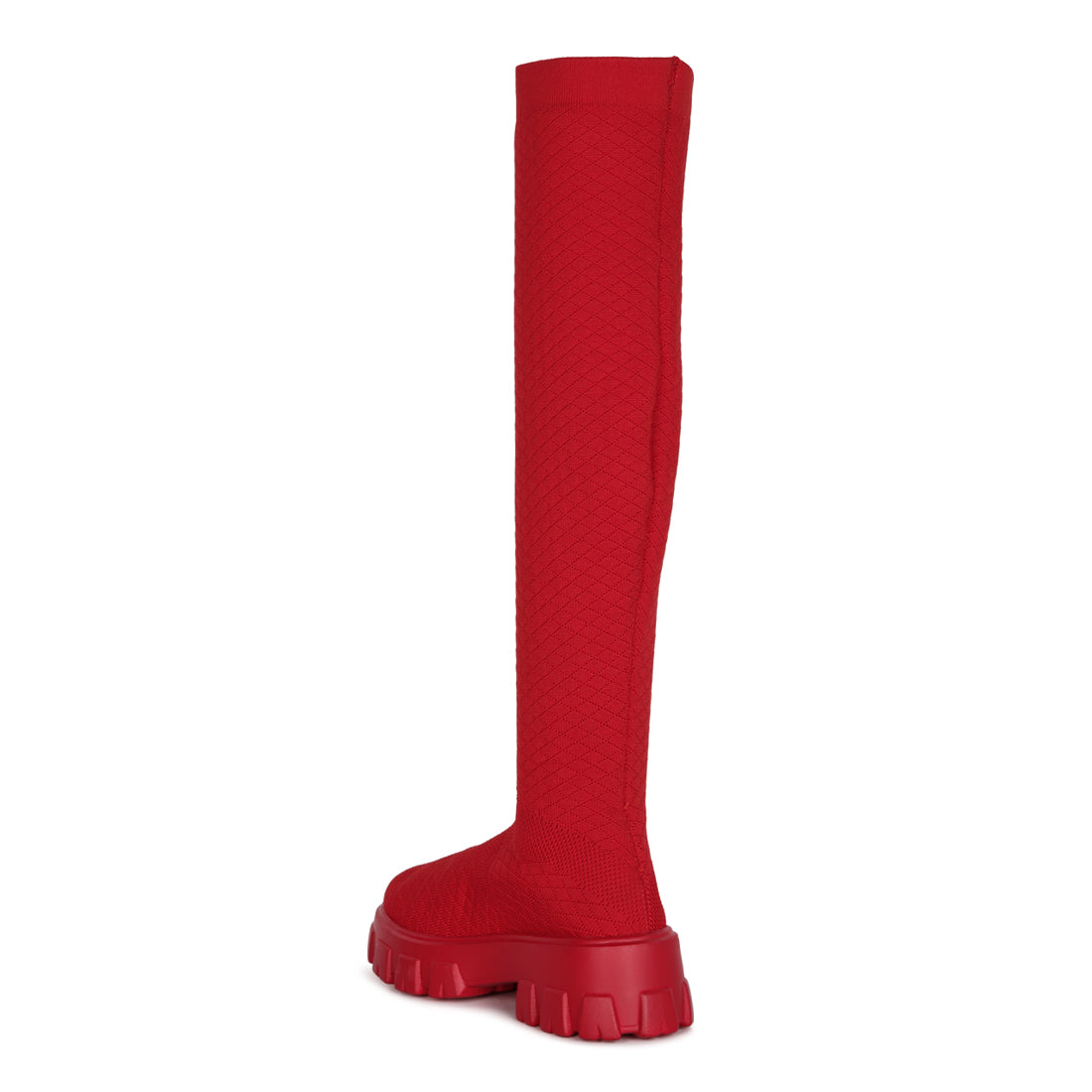 stretch knit knee high boots#color_red