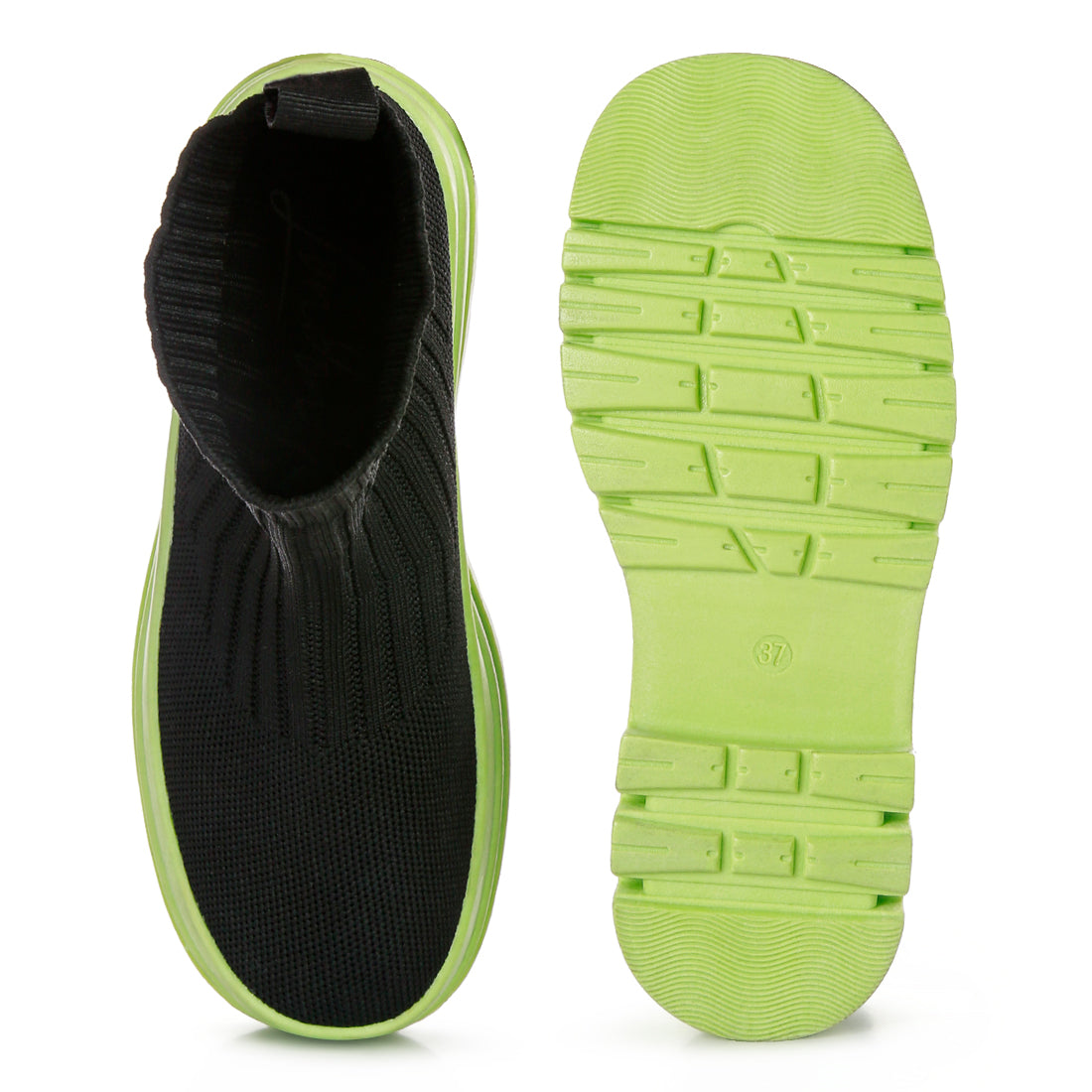 knitted platform chunky boots#color_black