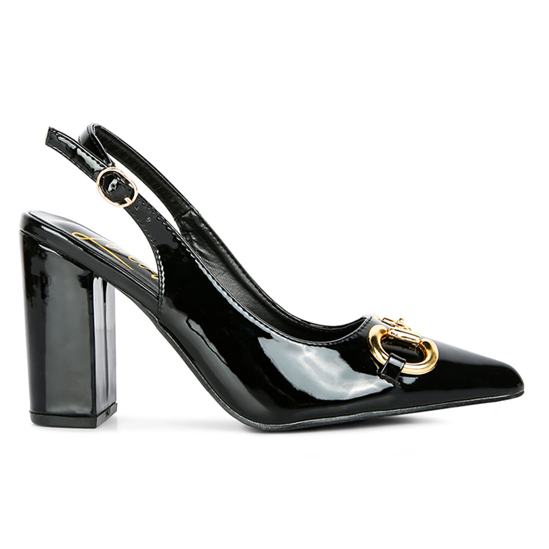 Black Patent Slingback Sandals