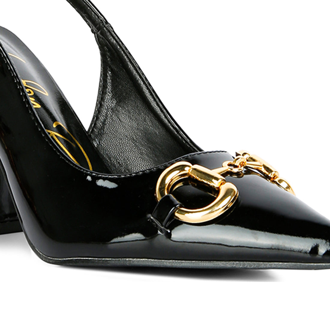 Black Patent Slingback Sandals