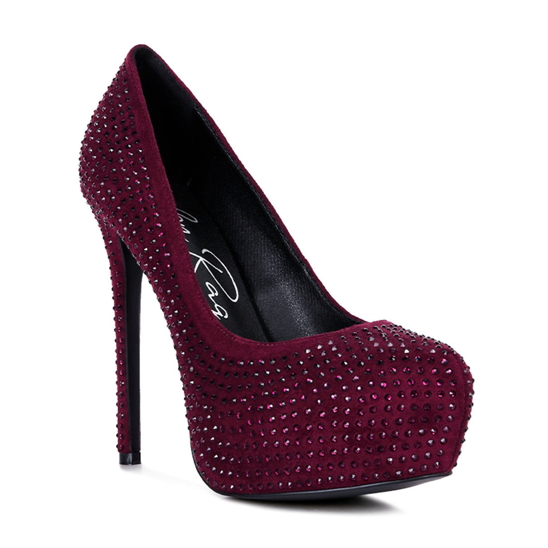 Burgundy Heat Set Diamante Pumps