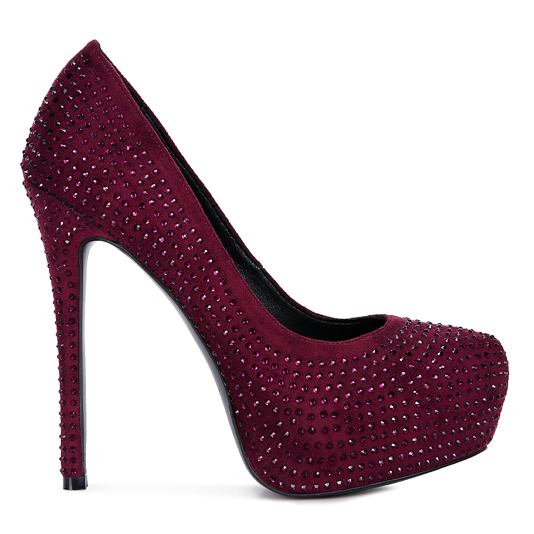 Burgundy Heat Set Diamante Pumps