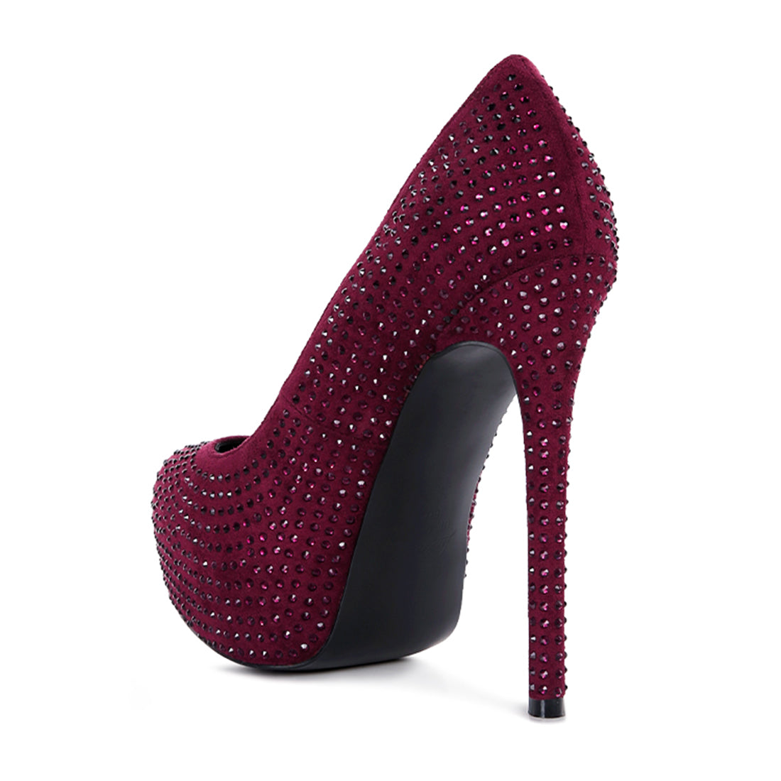 Burgundy Heat Set Diamante Pumps