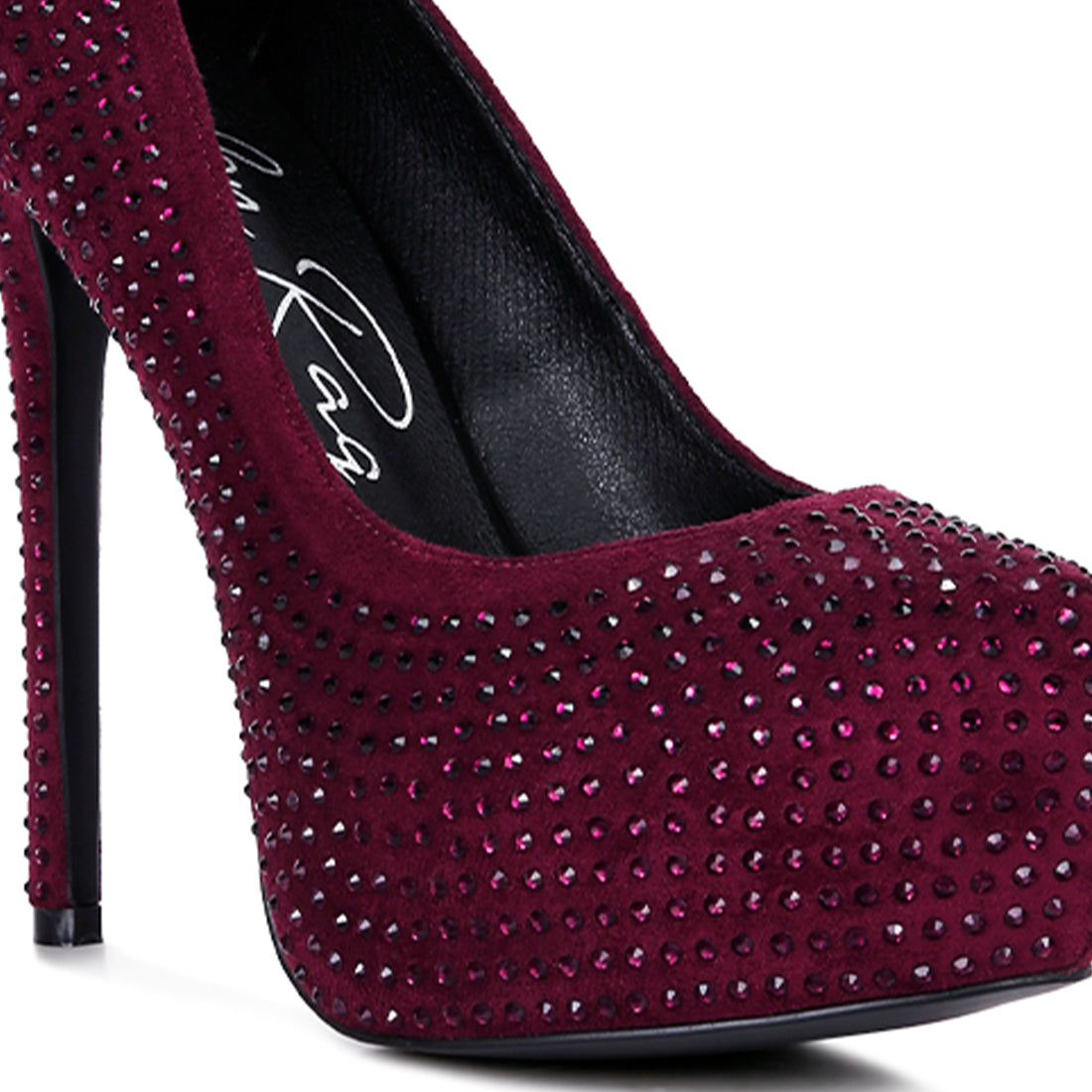Burgundy Heat Set Diamante Pumps