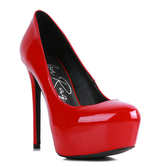 Red Platform High Heels Stiletto Pumps