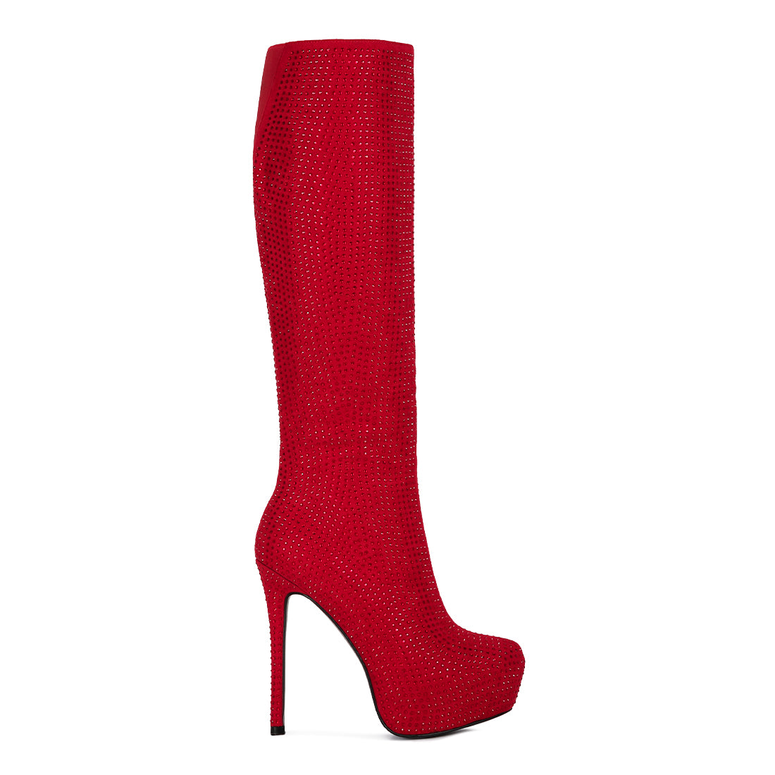 Red Diamante Stiletto Calf Boots