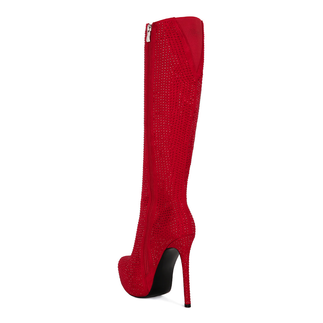 Red Diamante Stiletto Calf Boots