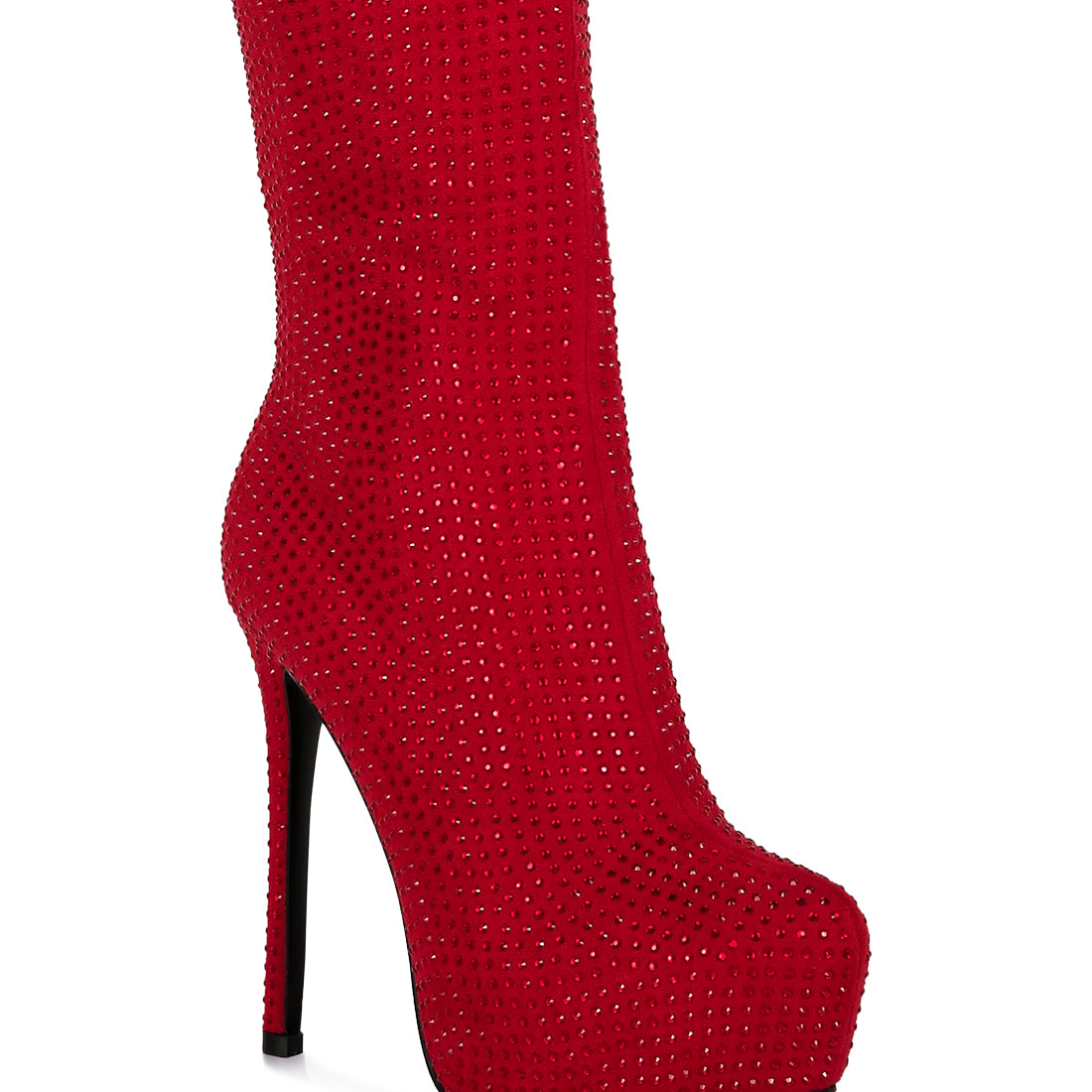 Red Diamante Stiletto Calf Boots