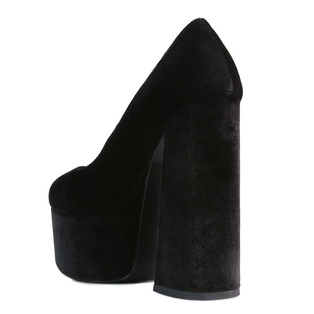 Black Platform Heel Velvet Pumps