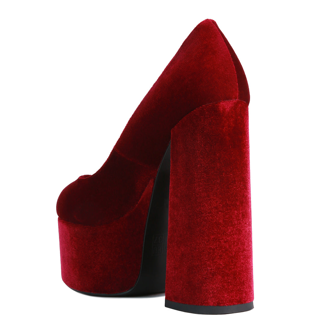 Burgundy Platform Heel Velvet Pumps