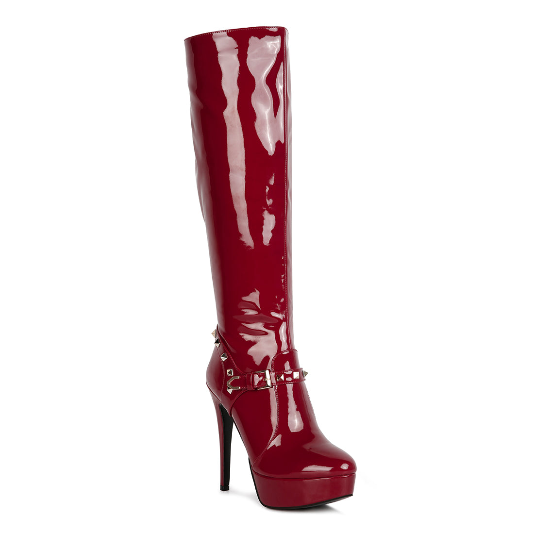 Burgundy  High Heeled Calf Boots