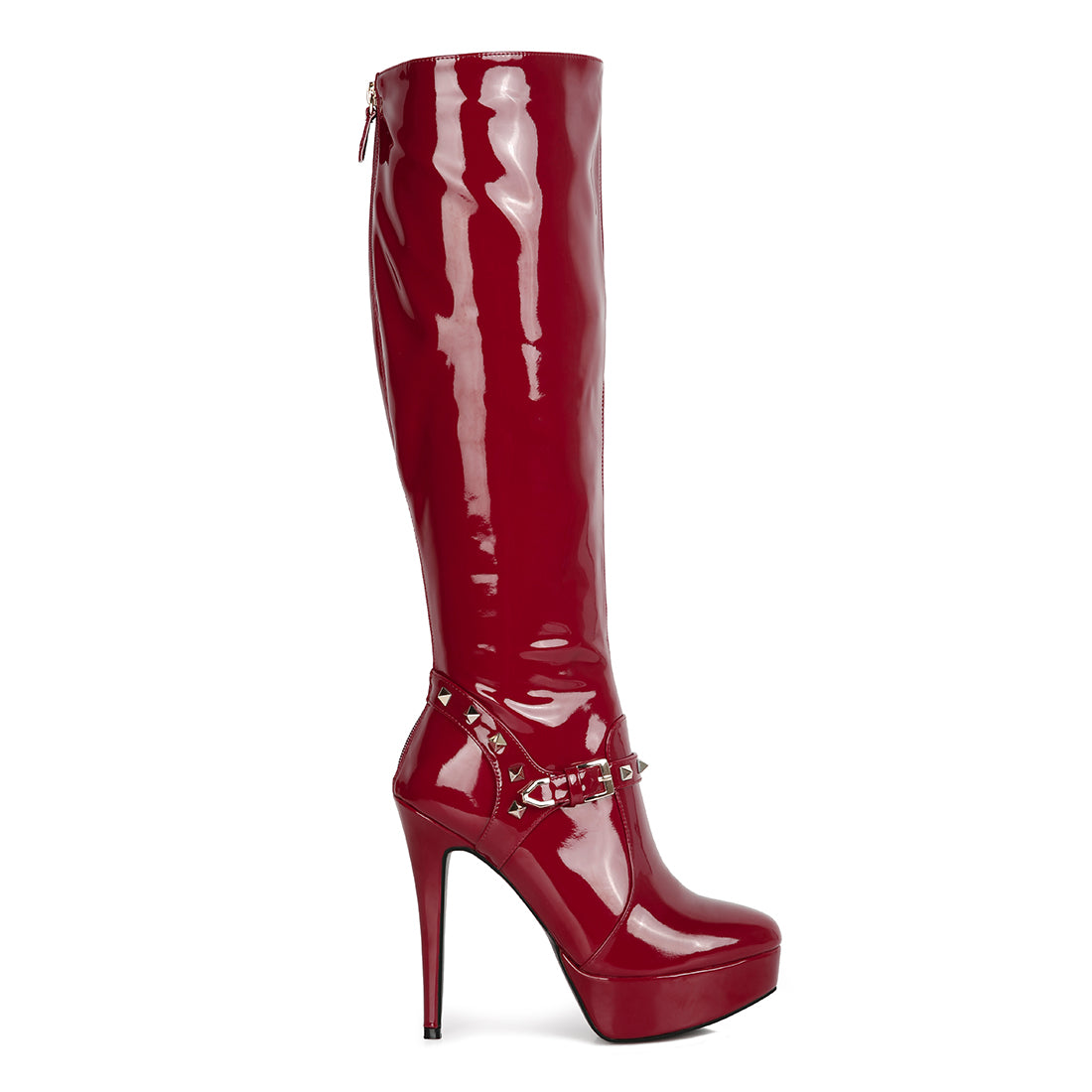 Burgundy  High Heeled Calf Boots