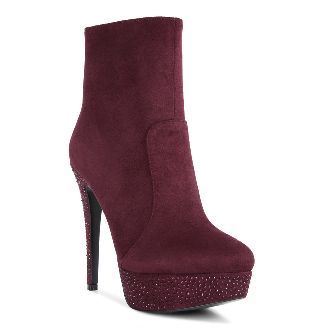 Burgundy Espiree High Heeled Ankle Boots