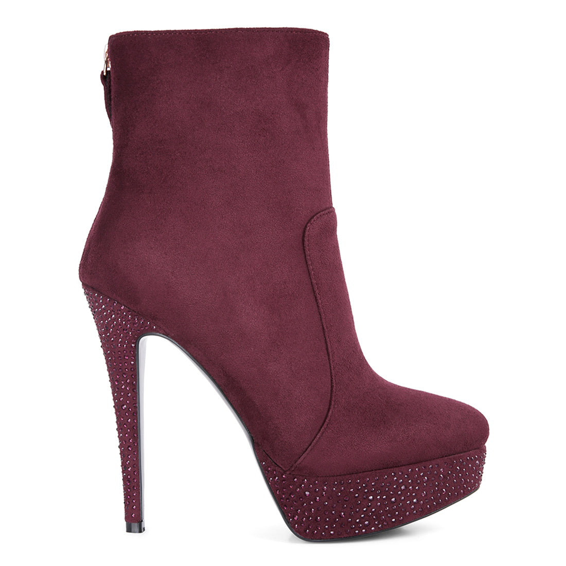 Burgundy Espiree High Heeled Ankle Boots