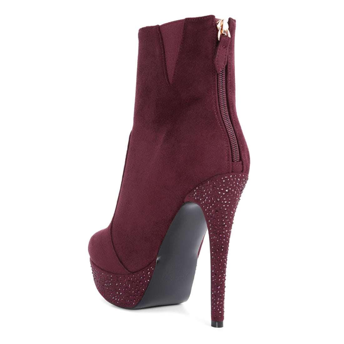 Burgundy Espiree High Heeled Ankle Boots