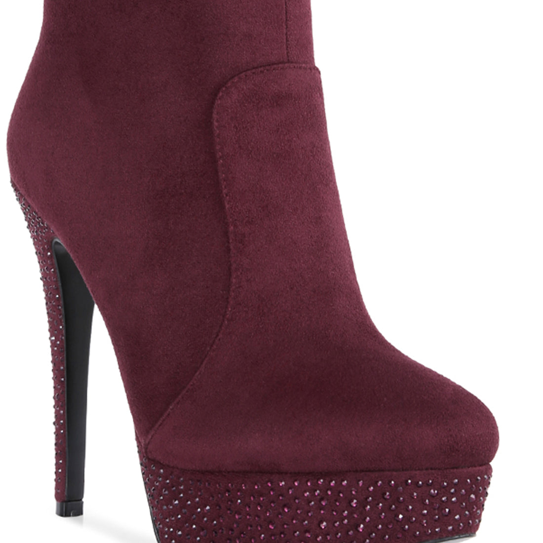 Burgundy Espiree High Heeled Ankle Boots