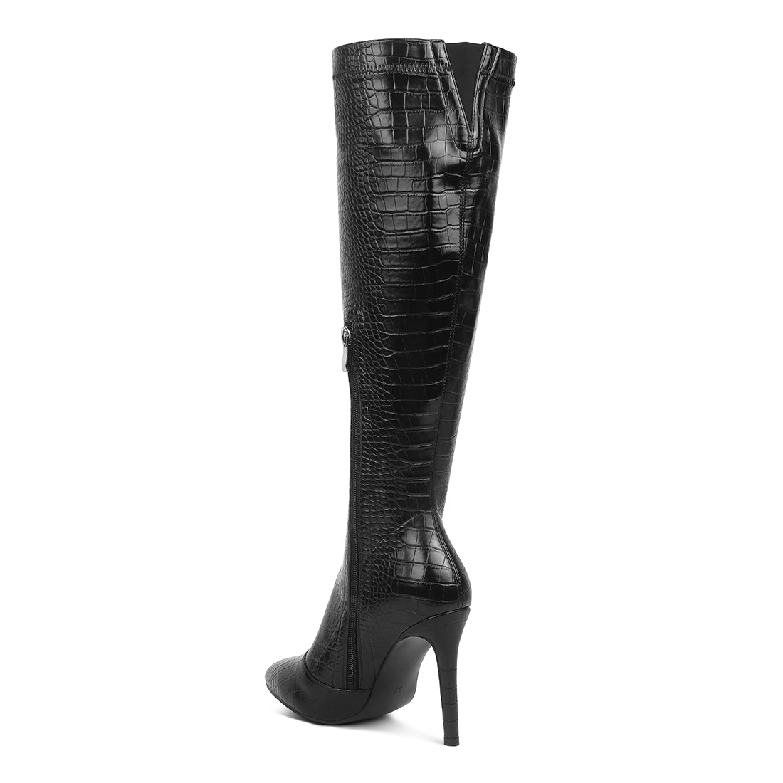 wheedle croc high heeled calf boots#color_black