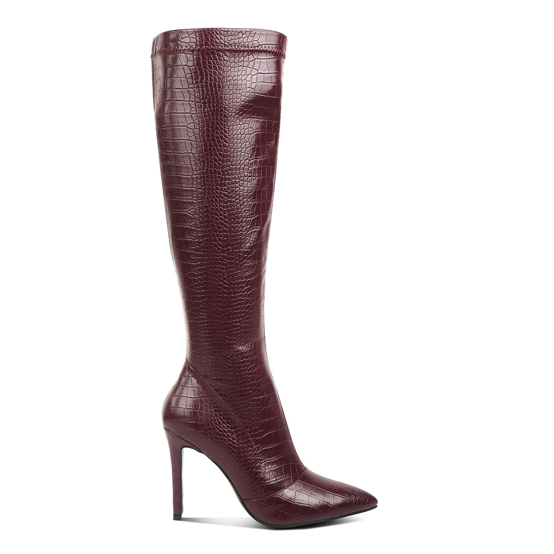 wheedle croc high heeled calf boots#color_burgundy
