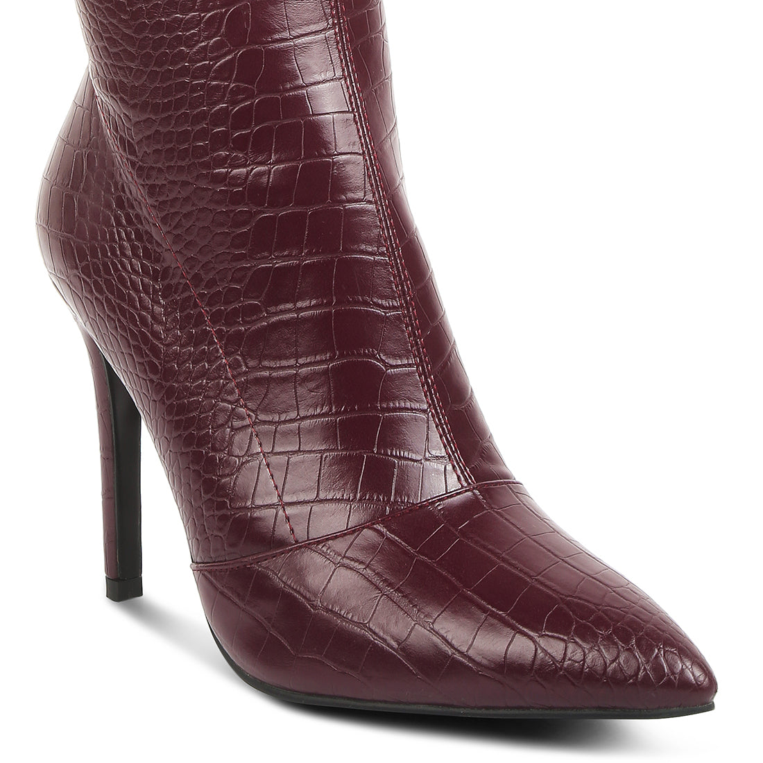wheedle croc high heeled calf boots#color_burgundy