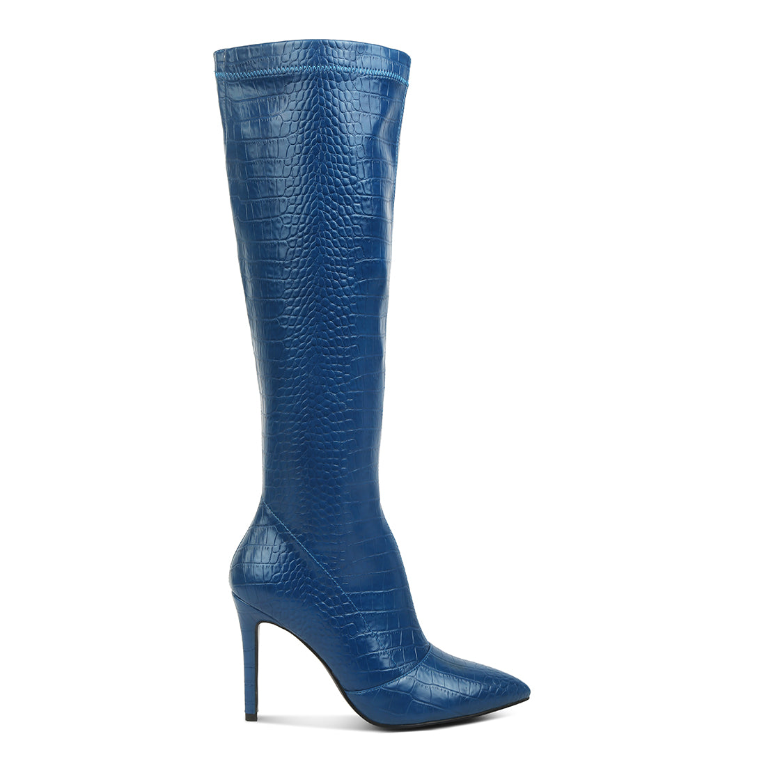 wheedle croc high heeled calf boots#color_navy