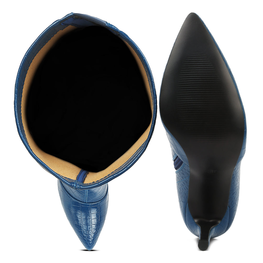 wheedle croc high heeled calf boots#color_navy