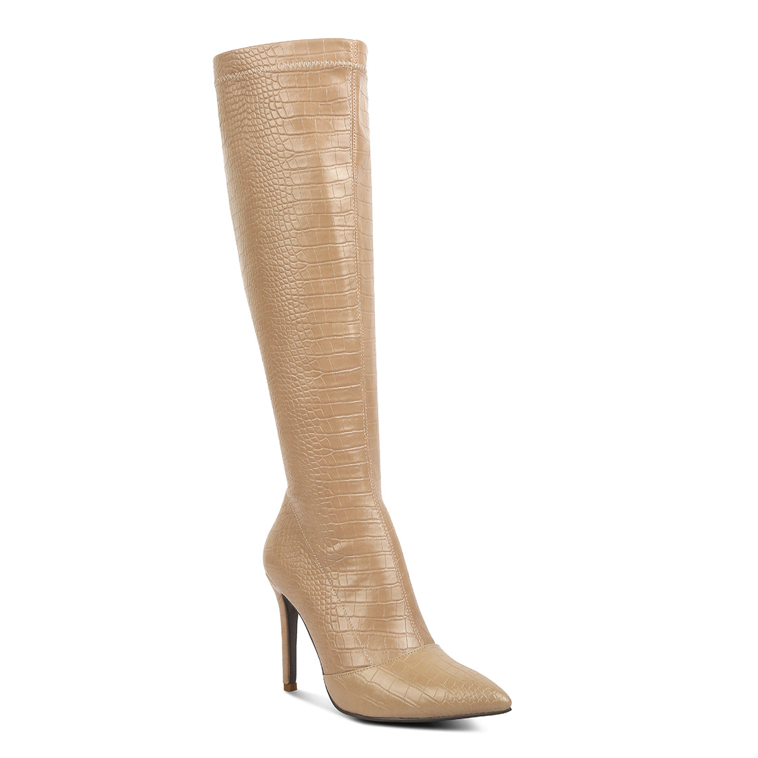 wheedle croc high heeled calf boots#color_beige