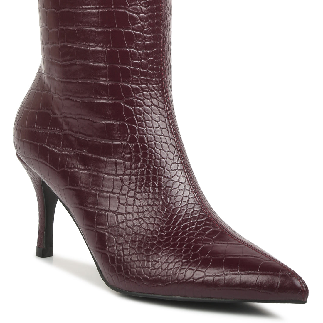 uptown pointed mid heel calf boots#color_burgundy