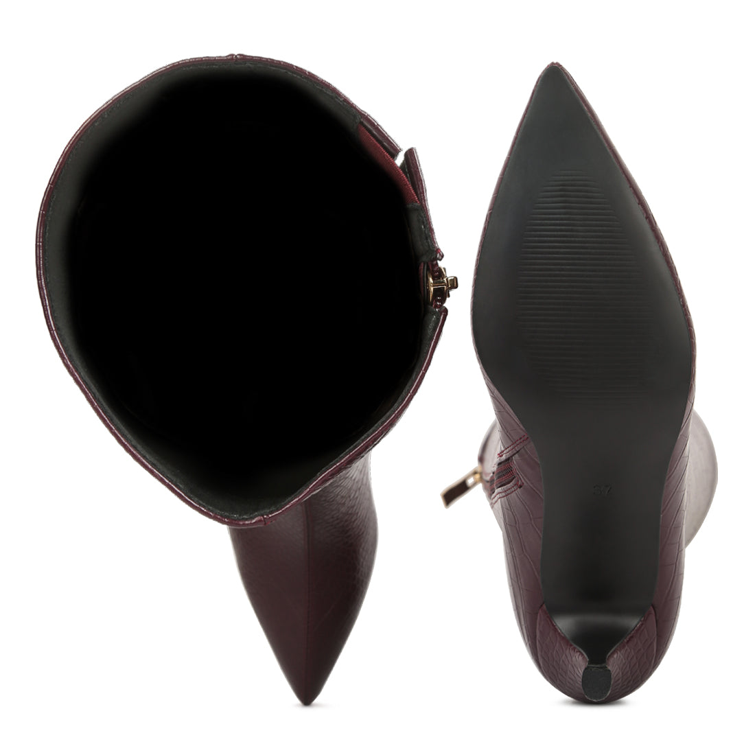 uptown pointed mid heel calf boots#color_burgundy