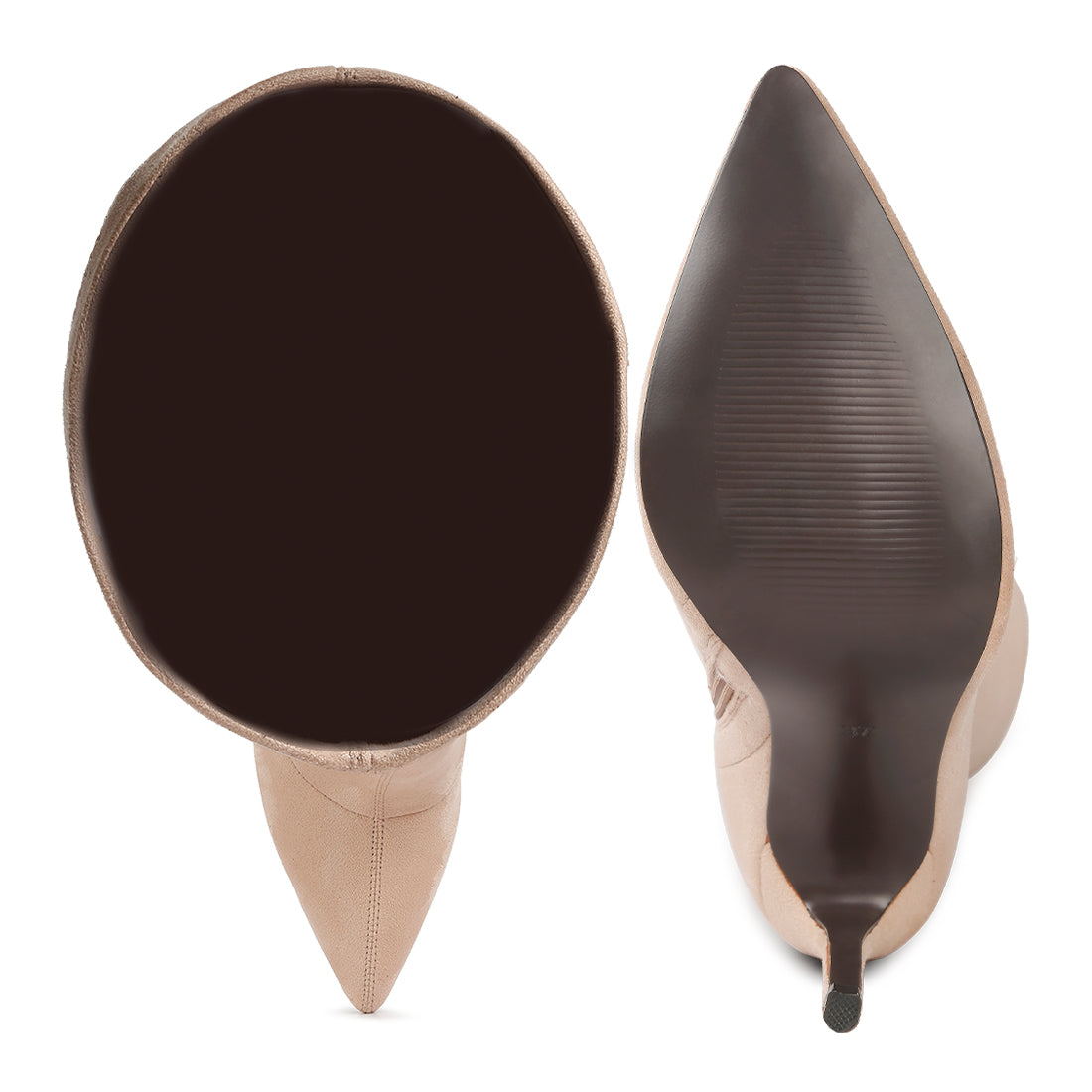 pointed toe high heeled calf boot#color_beige