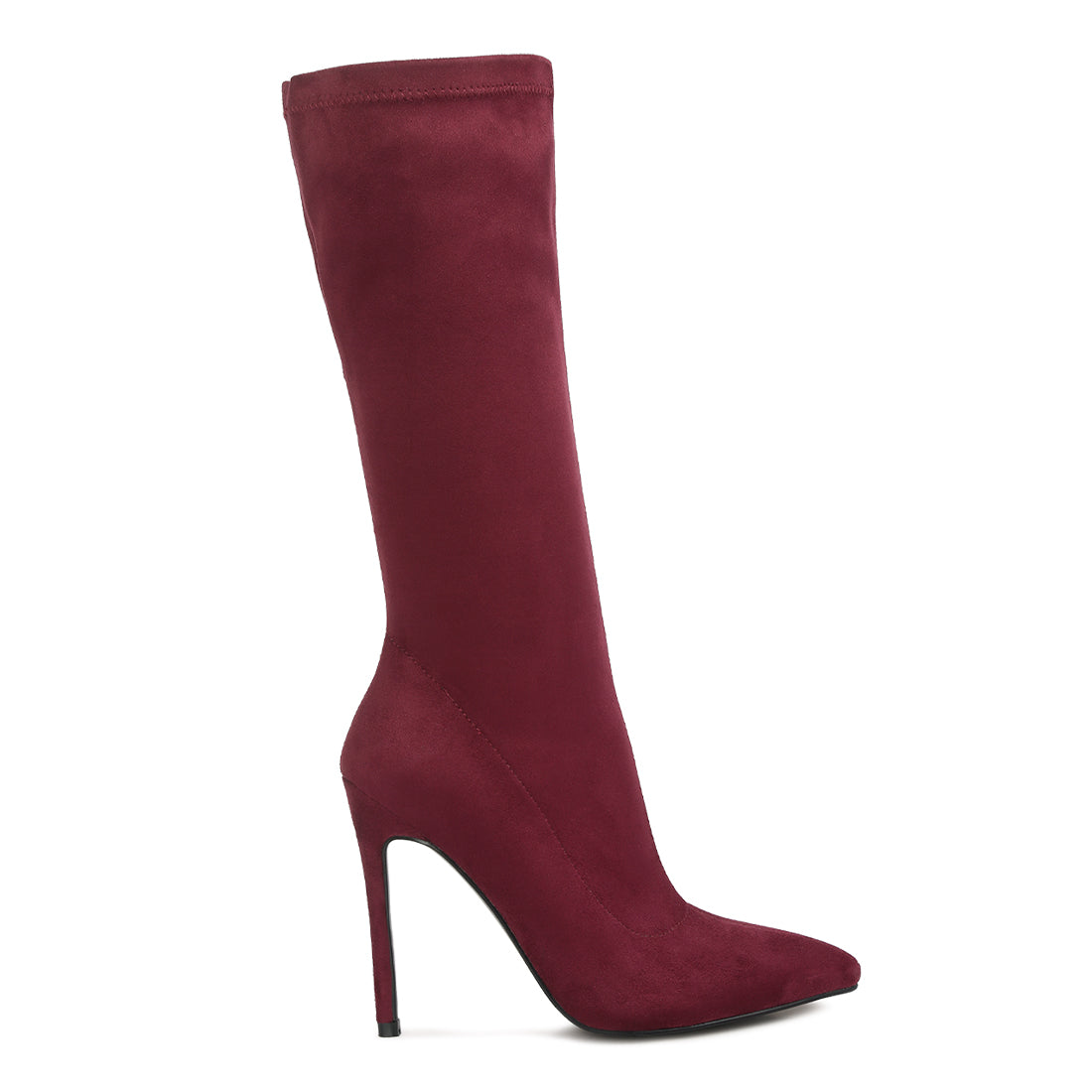 pointed toe high heeled calf boot#color_burgundy