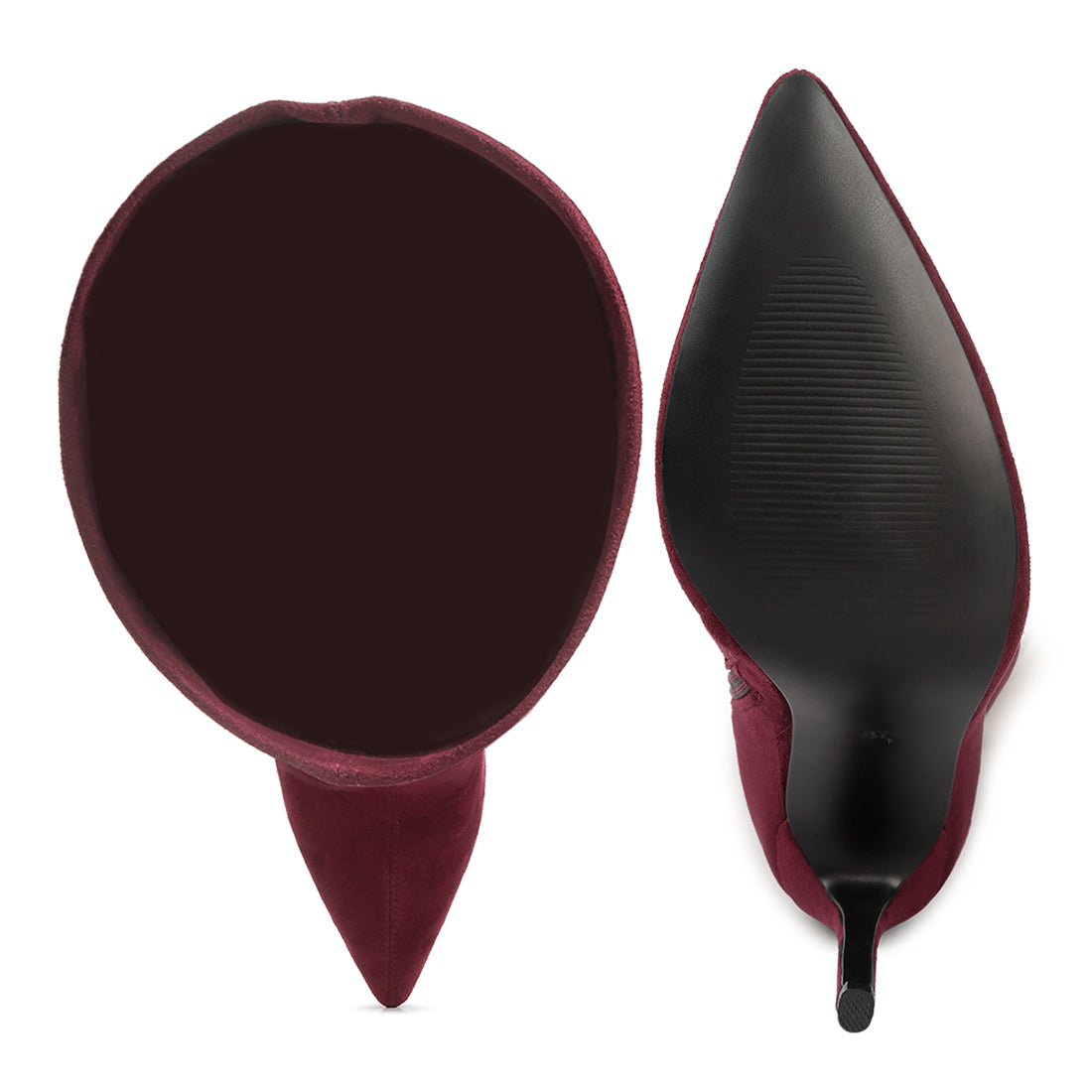 pointed toe high heeled calf boot#color_burgundy