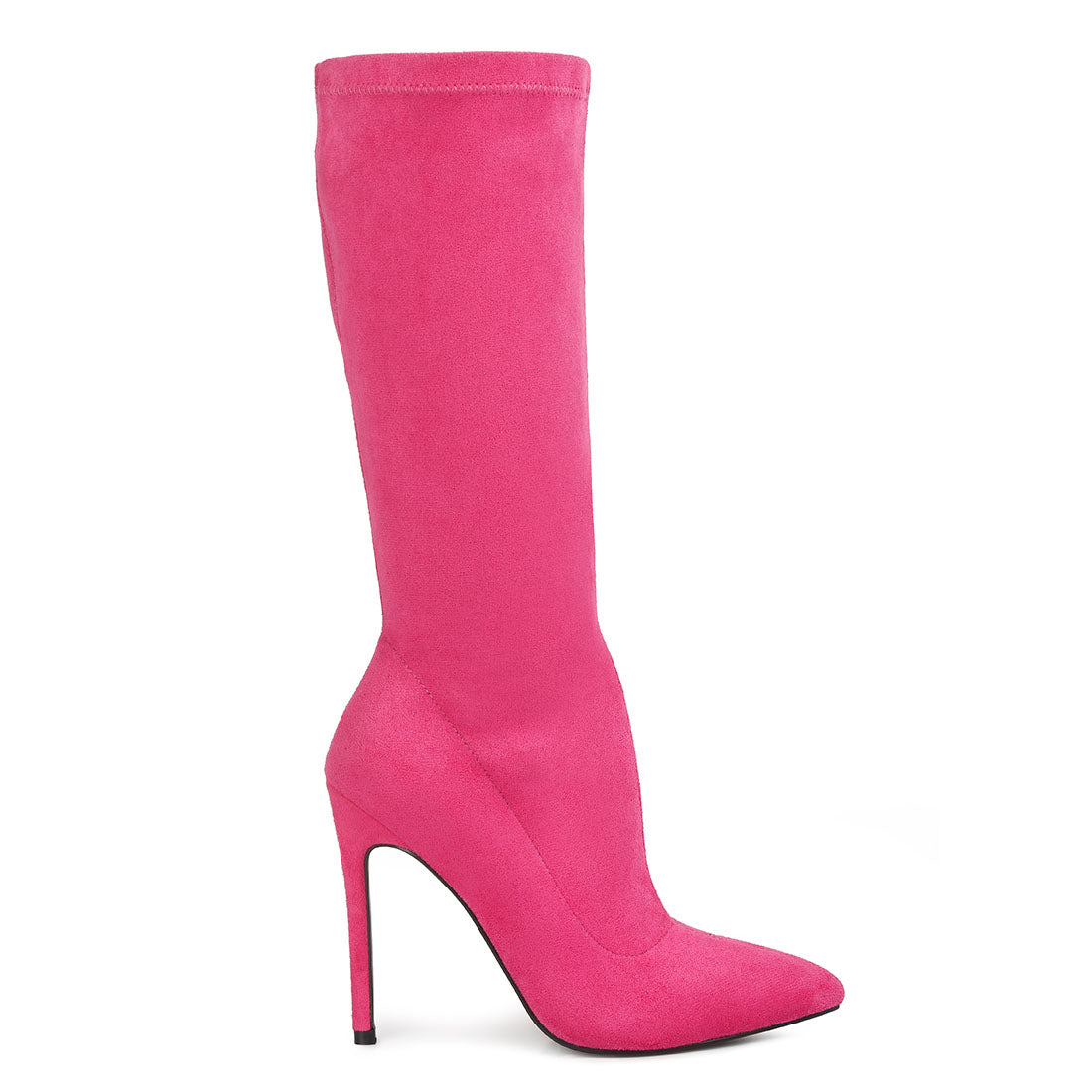 pointed toe high heeled calf boot#color_fuchsia