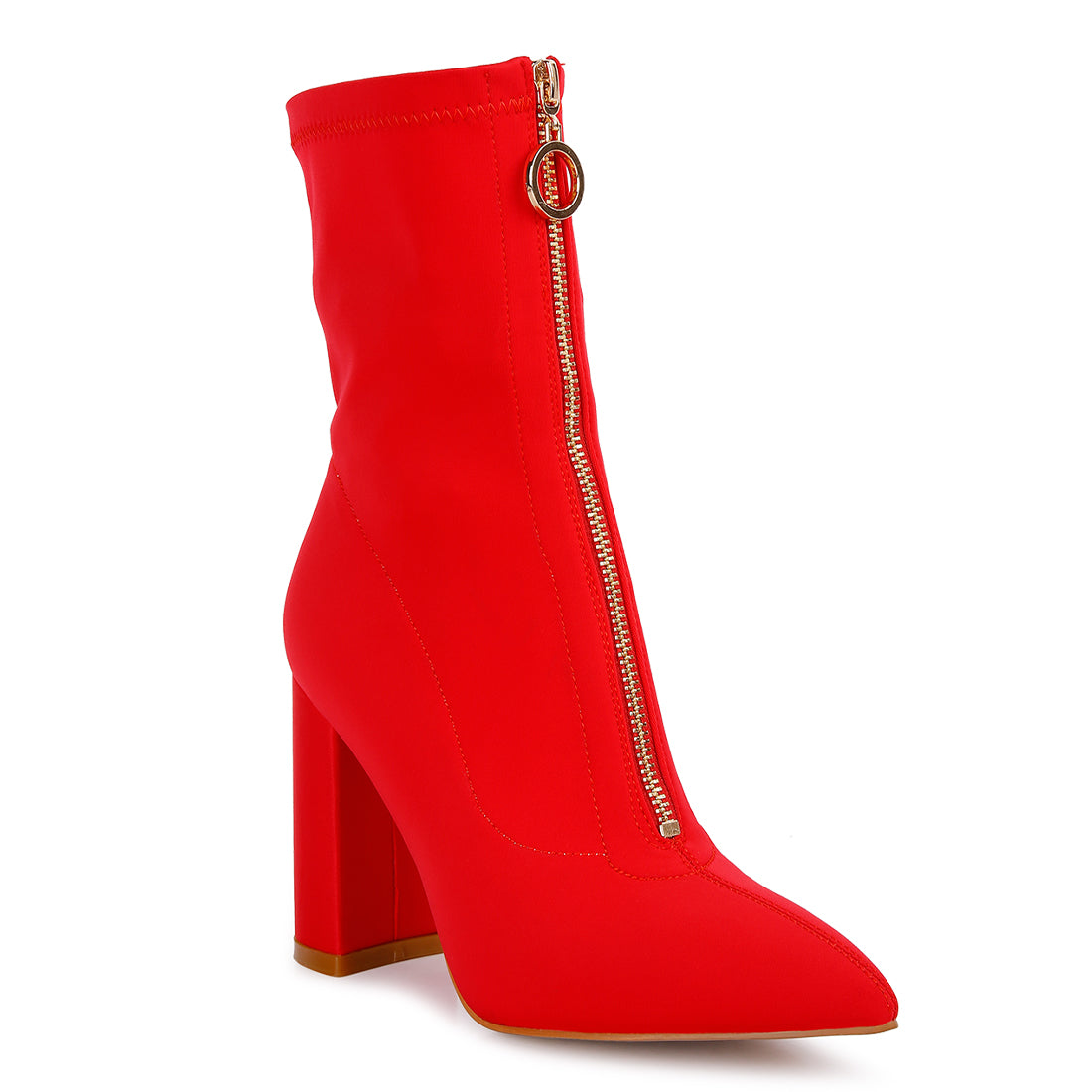 bobbettes block heeled ankle boot#color_red