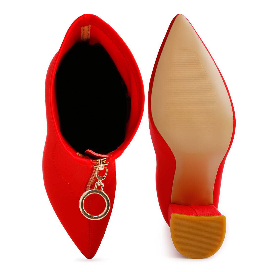 bobbettes block heeled ankle boot#color_red