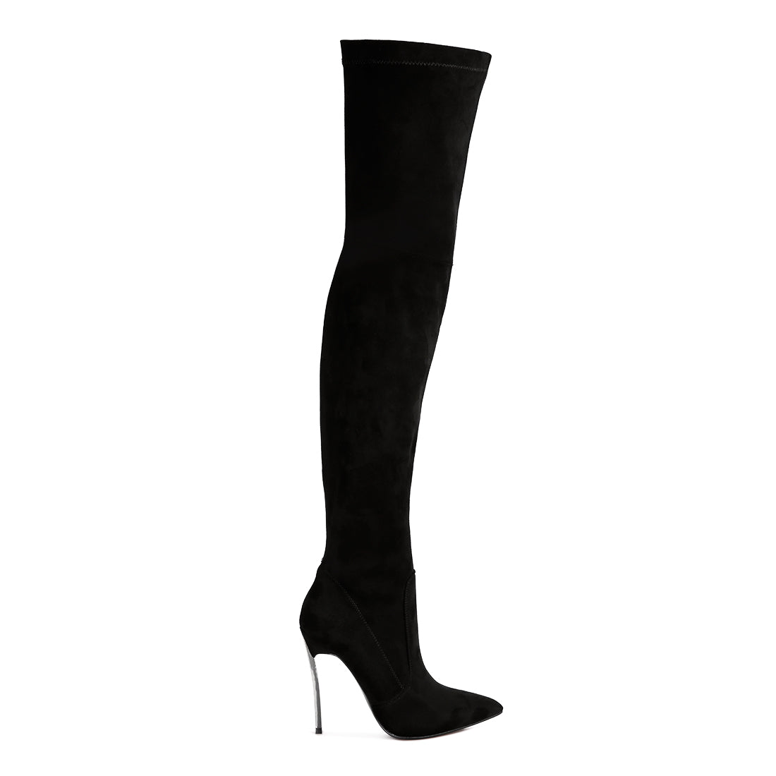jaynetts stretch suede micro high knee boots#color_black